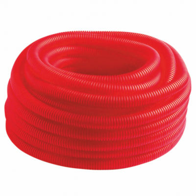 Труба гофрированная ПНД MVI, Д32 (внутр 27 мм) красная (бухта 50 м)