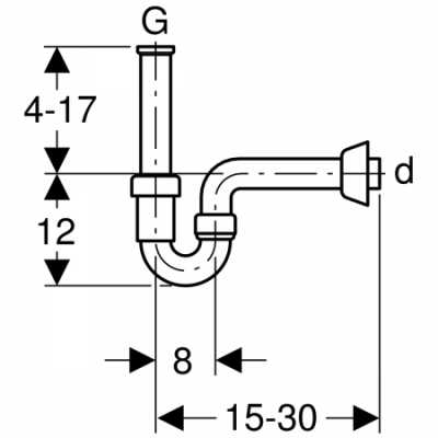 Трубный сифон Geberit для раковин и биде, горизонтальный выпуск: d=40мм, G=1 1/4", Альпийский белый