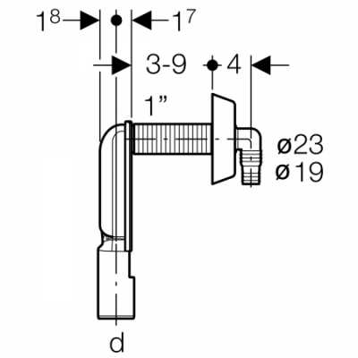Внутристенный сифон Geberit для приборов, со сливным фитингом: d=40мм, Глянцевый хром