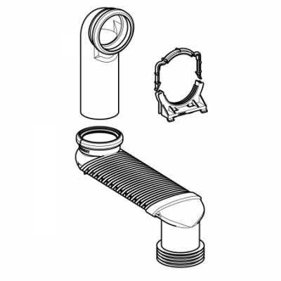 Комплект S-образного колена Geberit для подвесного унитаза: Серый