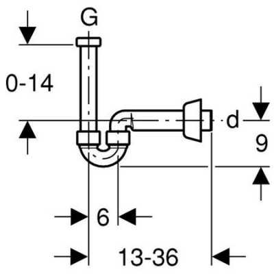 Трубный сифон Geberit для раковин и биде, горизонтальный выпуск: d=40мм, G=1 1/4", Альпийский белый