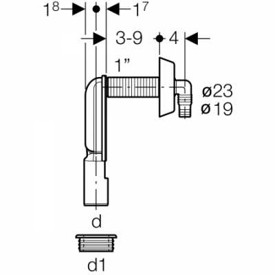 Внутристенный сифон Geberit для приборов, со сливным фитингом: d=40мм, d1=56мм, Альпийский белый