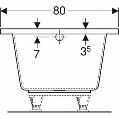 Прямоугольная ванна Geberit Tawa, тонкое исполнение, с ножками: L=170см, B=75см